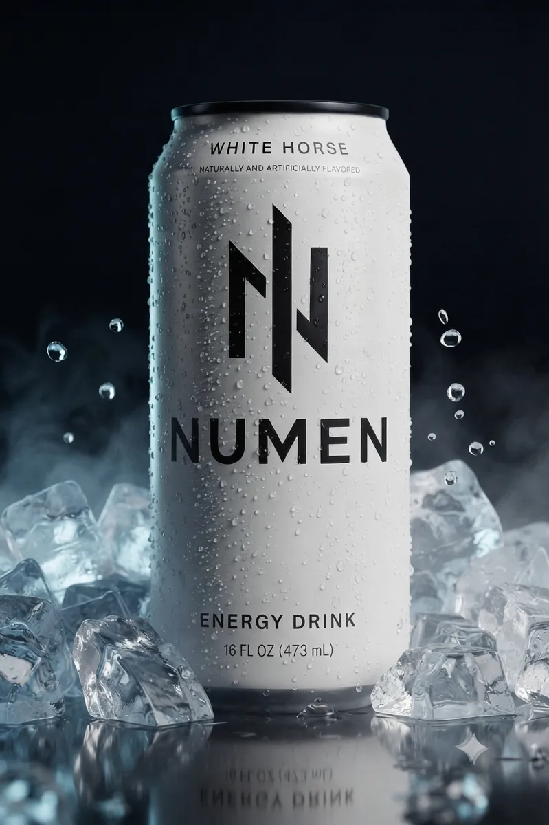 WHITE HORSE can on ice
